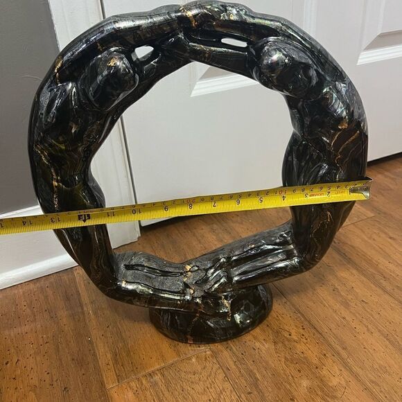 RARE black with gold swirl Vintage Ceramic Circle of Love by Royal Haeger - Picture 6 of 10